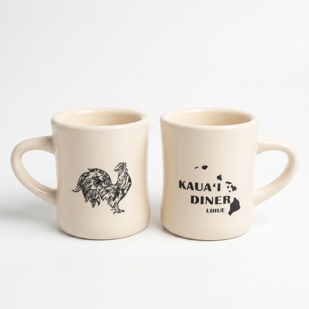 Set of 2 Kauai Diner Lihue Hawaii Heavyweight Mugs